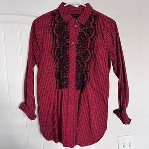 J. Crew embroidered plaid button down